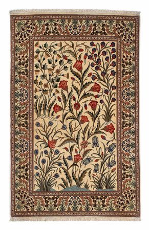 Tapis persan - Ghom - 209 x 136 cm - marron clair