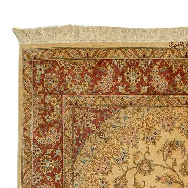 Zijden tapijt - Ghom Silk - Premium - 210 x 130 cm - beige