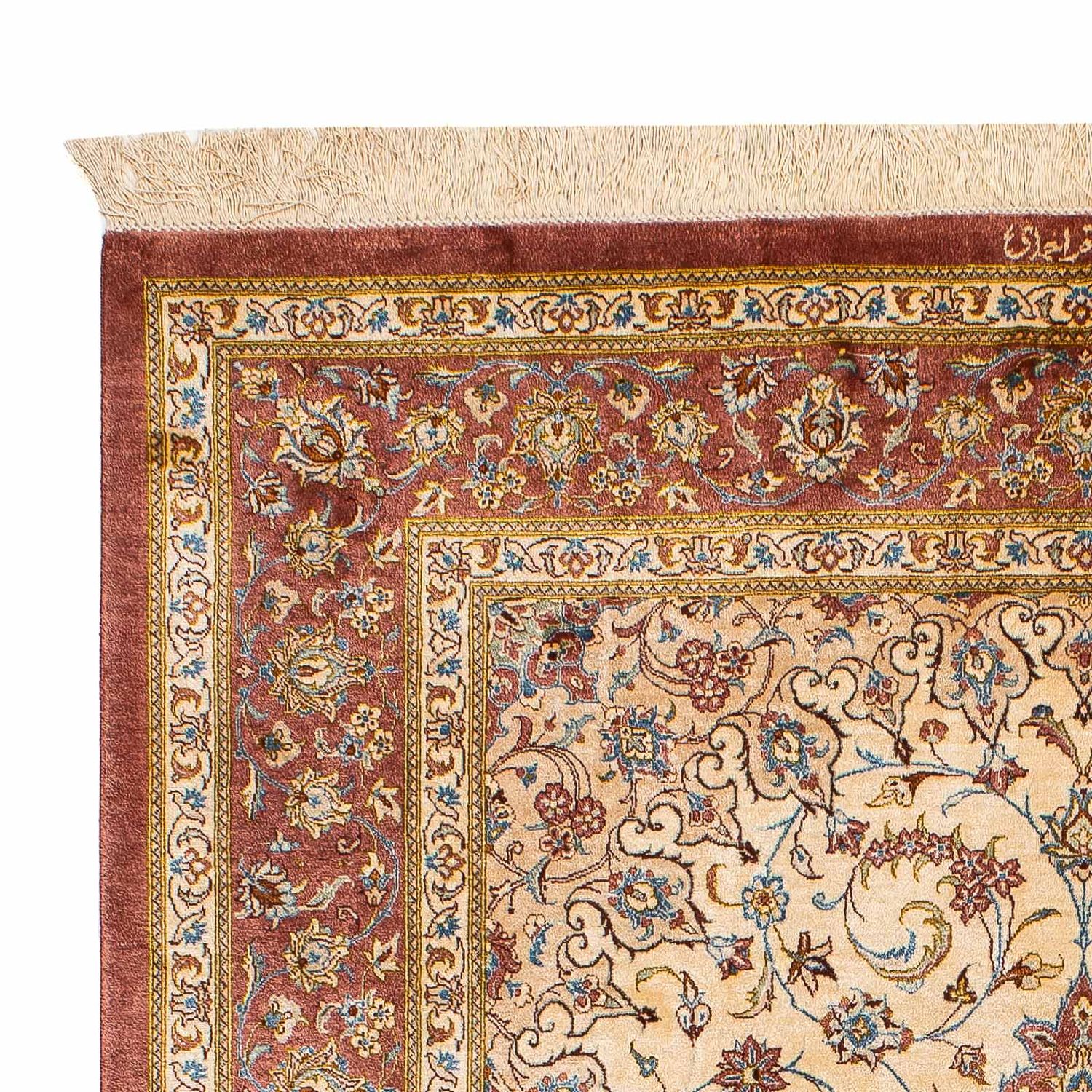 Jedwabny dywan - Ghom Silk - Premium - 200 x 128 cm - beżowy