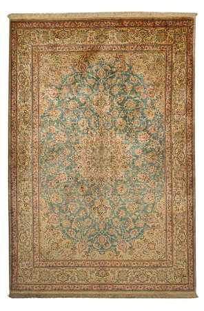 Tapis en soie - Ghom soie - Premium - 216 x 132 cm - bleu foncé