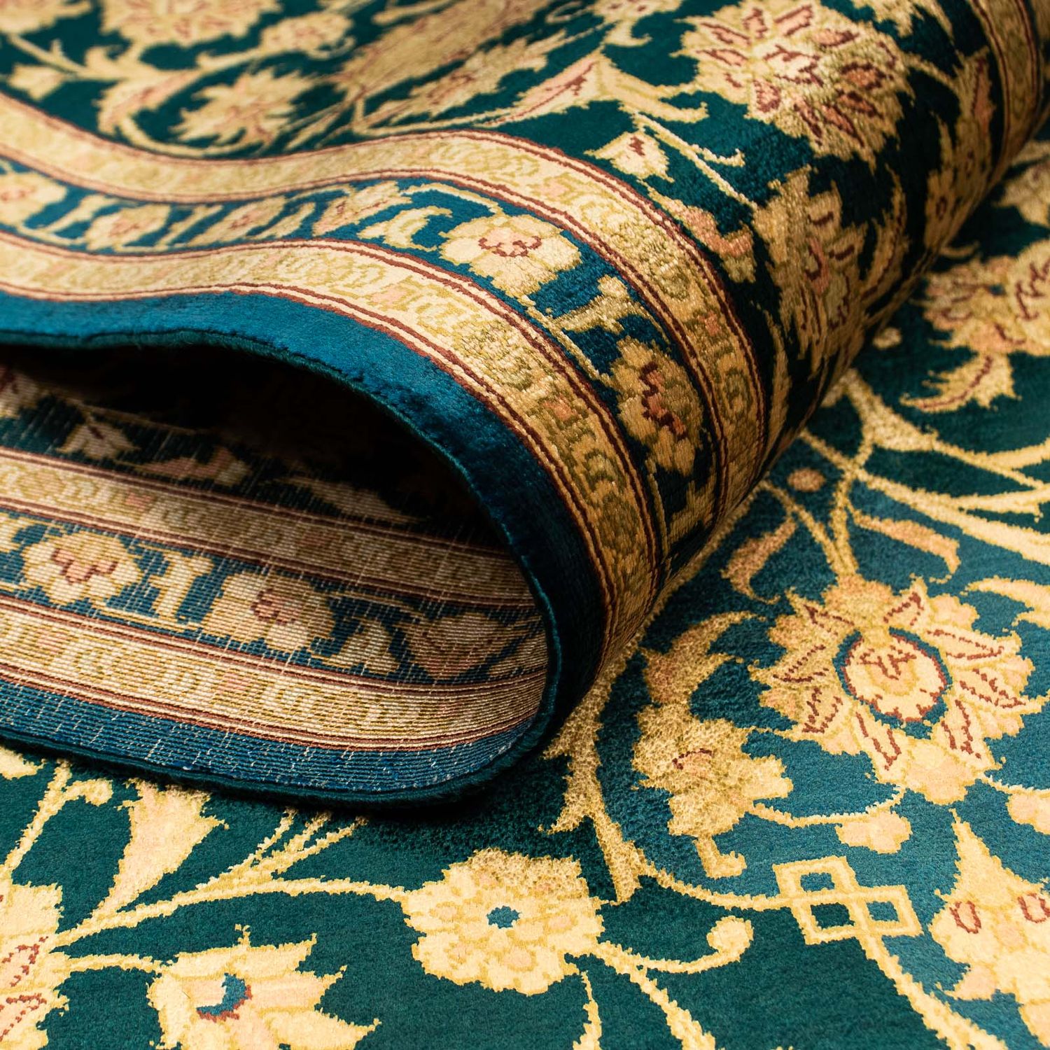 Silketeppe - Ghom Silk - Premium - 216 x 132 cm - mørkeblå