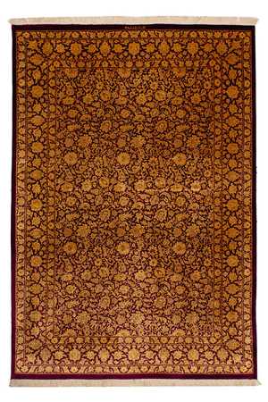 Tapis en soie - Ghom soie - Premium - 216 x 132 cm - bleu foncé