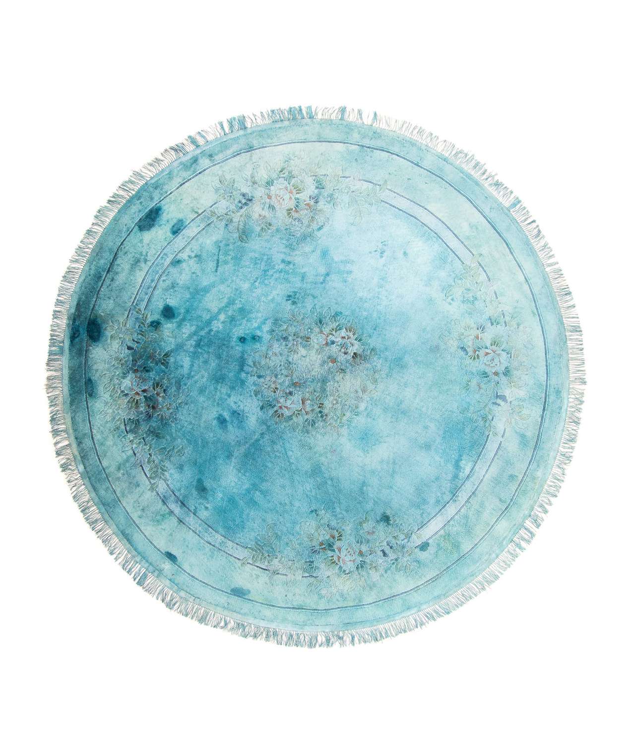 Silk Rug - Chinese Silk round  - 187 x 187 cm - light blue