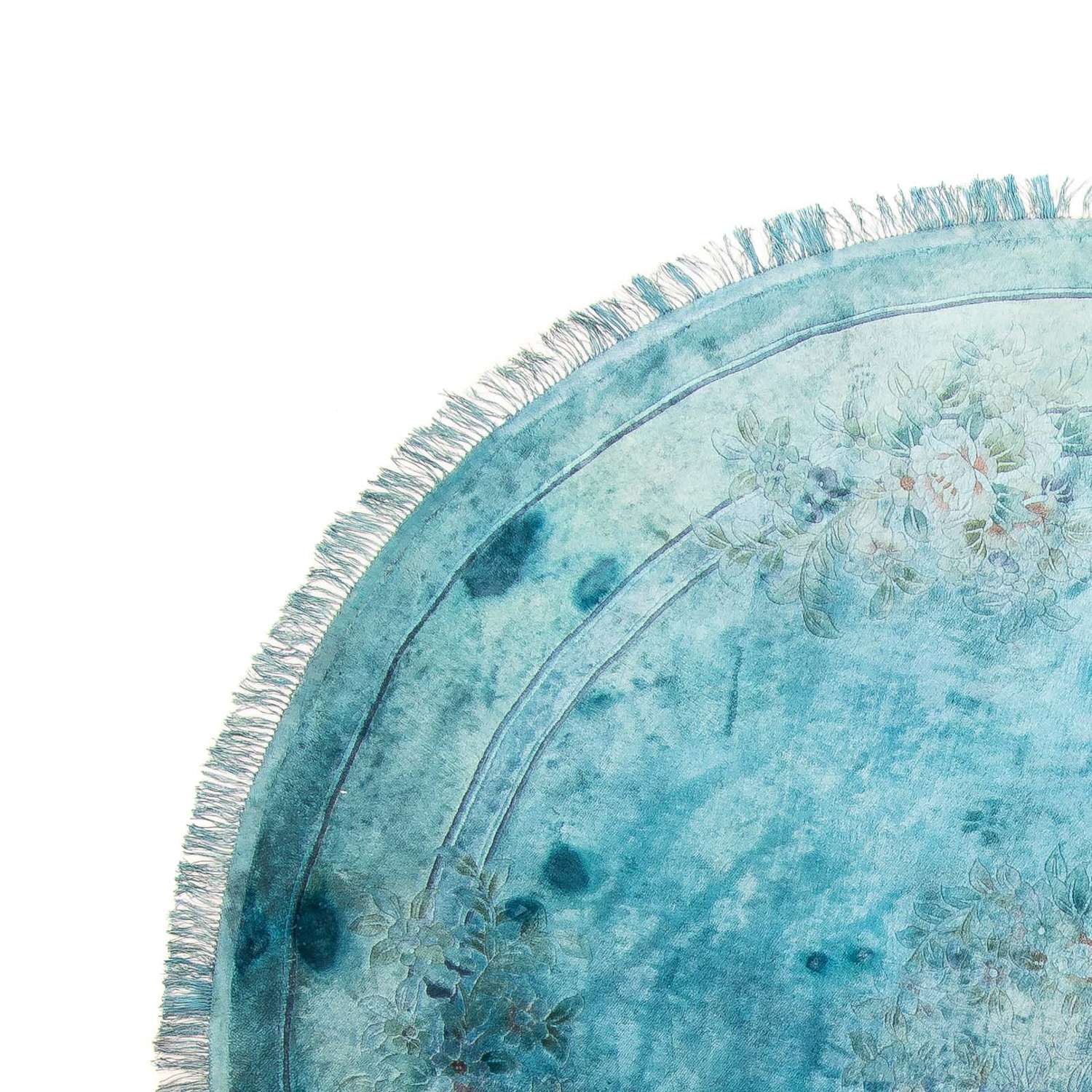Zijden tapijt - China zijde rond  - 187 x 187 cm - lichtblauw