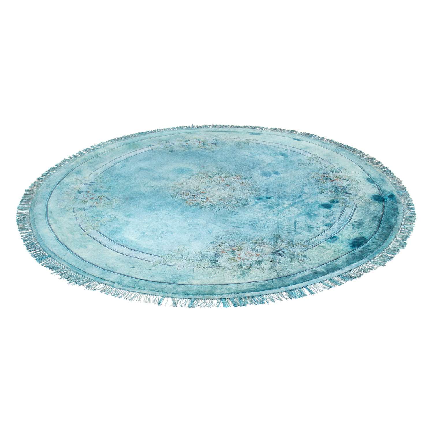 Tapis en soie - Soie chinoise ronde  - 187 x 187 cm - bleu clair