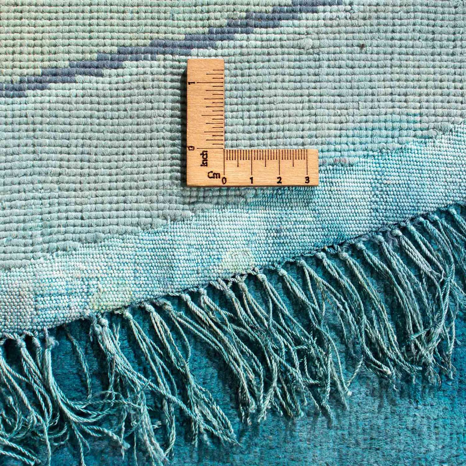 Tappeto di seta - seta cinese rotondo  - 187 x 187 cm - blu chiaro