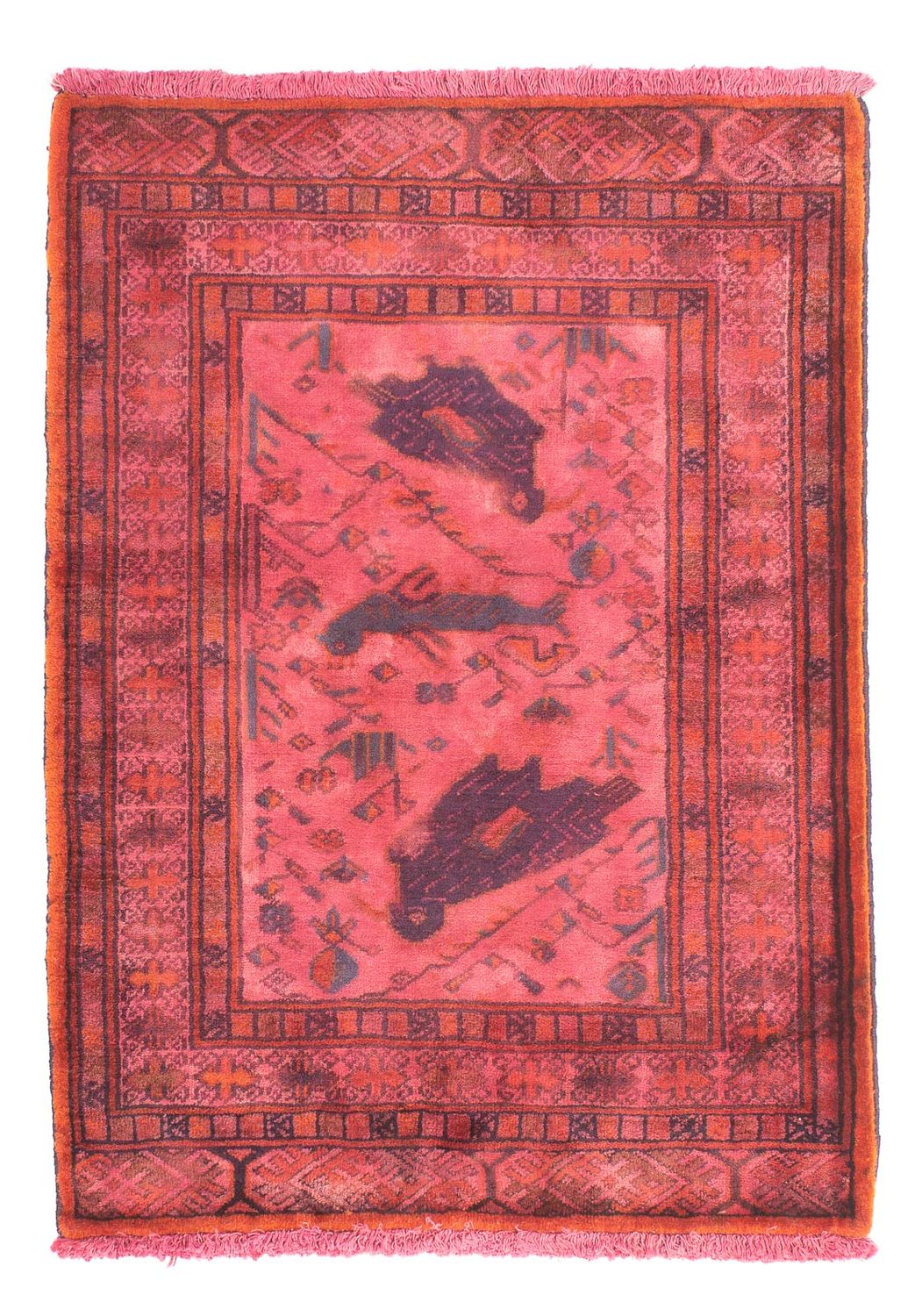 Tapis Turkaman - 86 x 63 cm - rouge clair