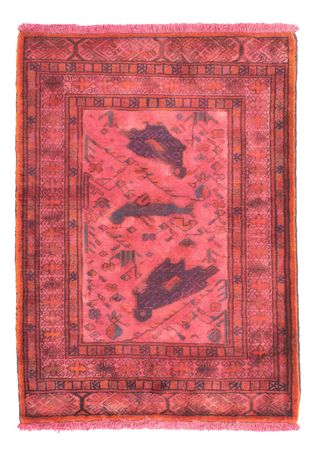 Tapete turquaman - 86 x 63 cm - vermelho claro