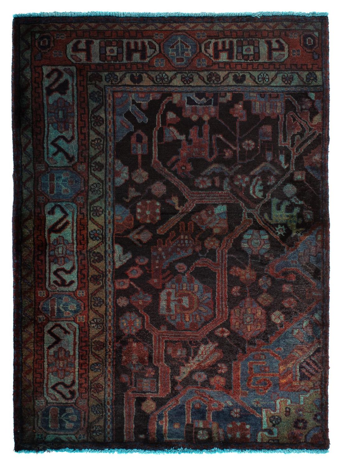 Alfombra persa - Nómada - 134 x 95 cm - azul oscuro