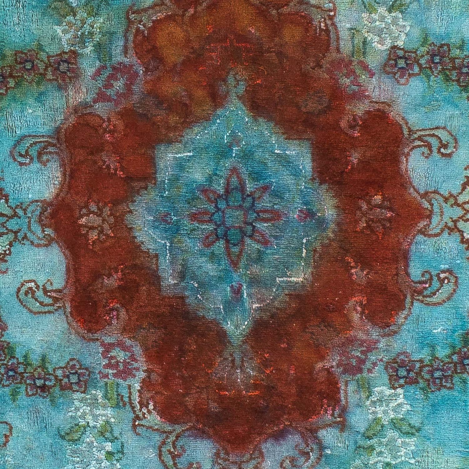 Dywan perski - Tabriz - Królewski - 124 x 77 cm - turkusowy