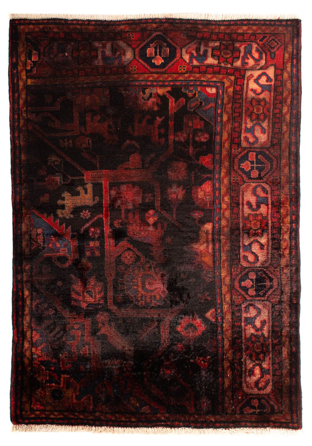 Tapis persan - Nomadic - 143 x 102 cm - rouge foncé