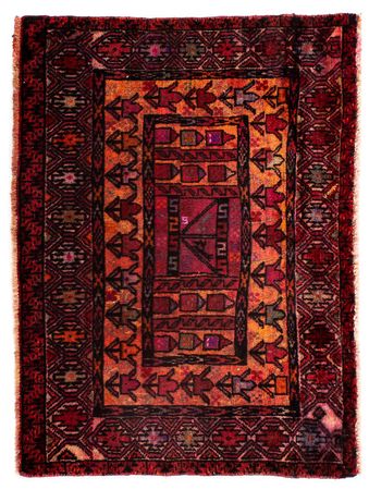 Tapis persan - Nomadic - 90 x 72 cm - rouge foncé