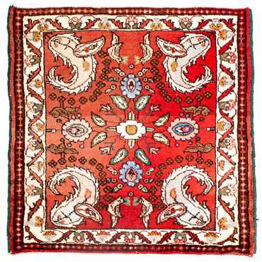 Tapis persan - Classique carré  - 81 x 75 cm - rouge