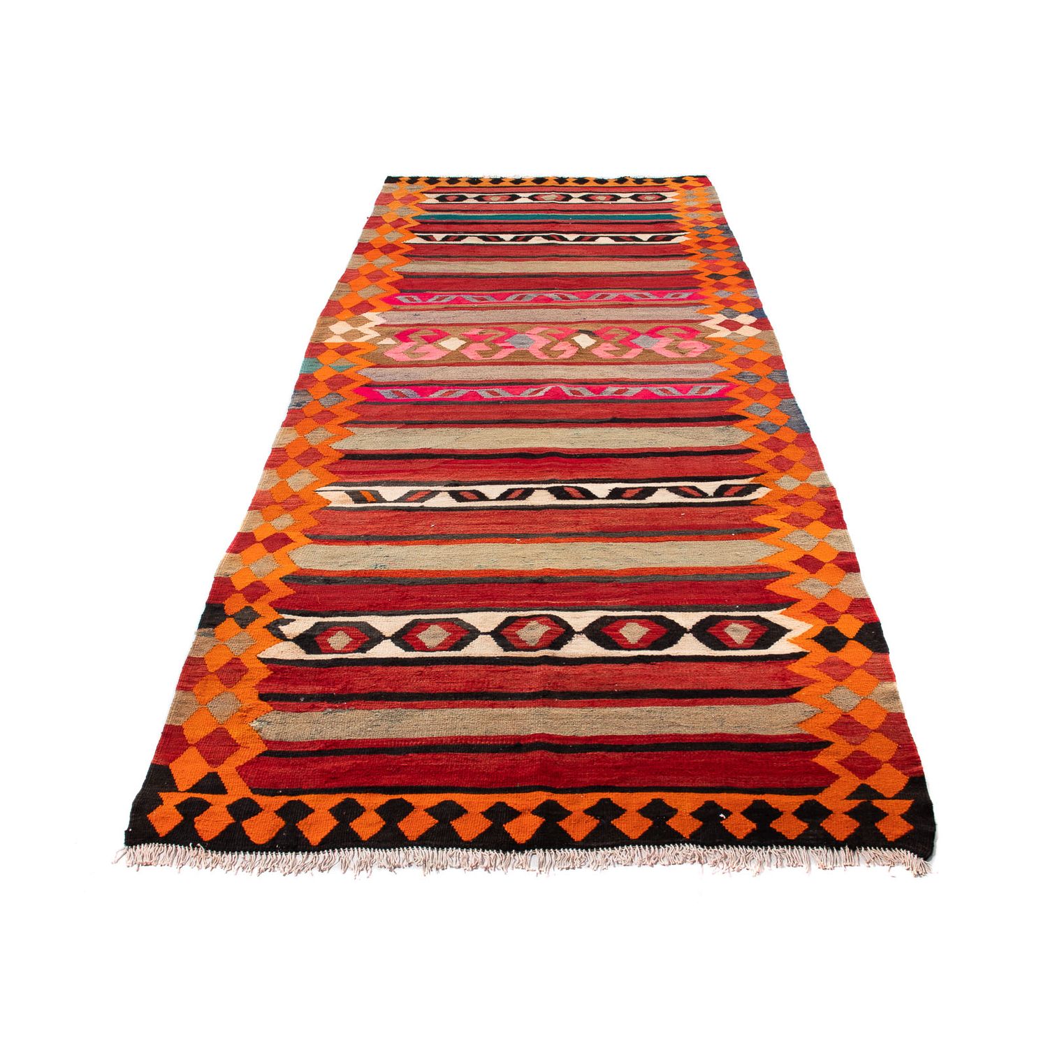 Runner Kelim Rug - Old - 370 x 130 cm - multicolored