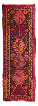 Loper Kelim tapijt - Oud - 375 x 142 cm - veelkleurig