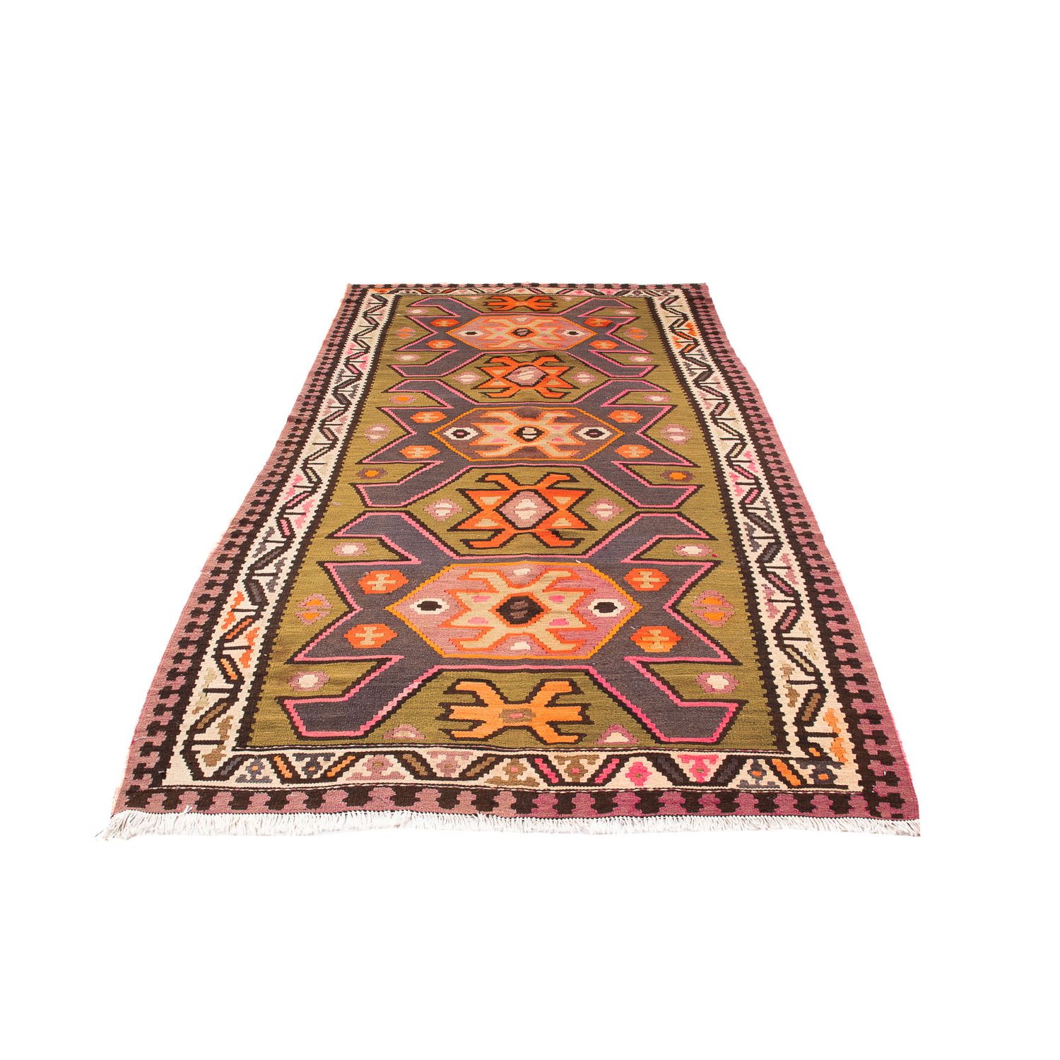 Corredor Tapete Kelim - Antigo - 305 x 145 cm - multicolorido