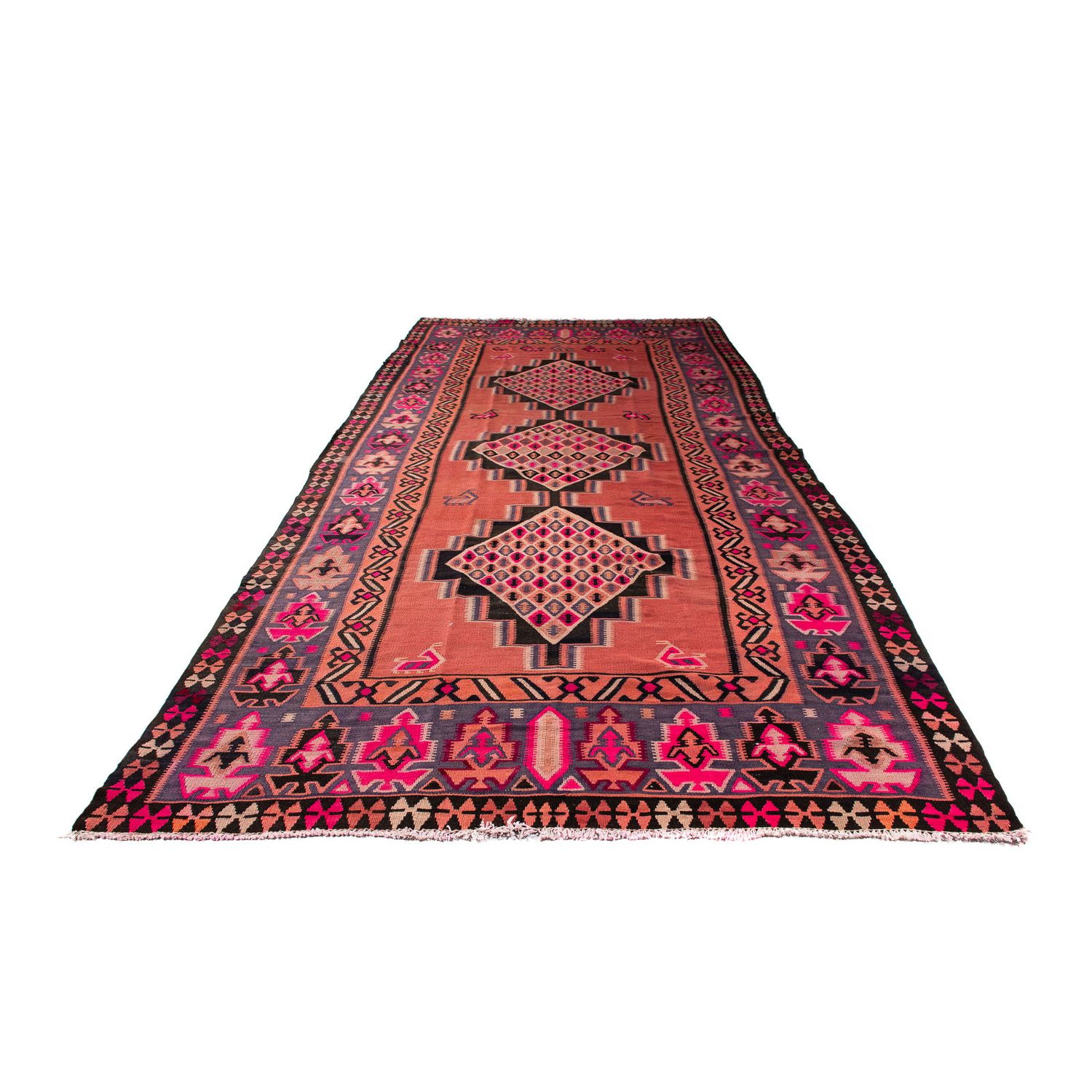 Tapis de couloir Tapis Kelim - Vieux - 380 x 160 cm - multicolore