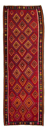 Runner Kelim Rug - Old - 390 x 147 cm - multicolored