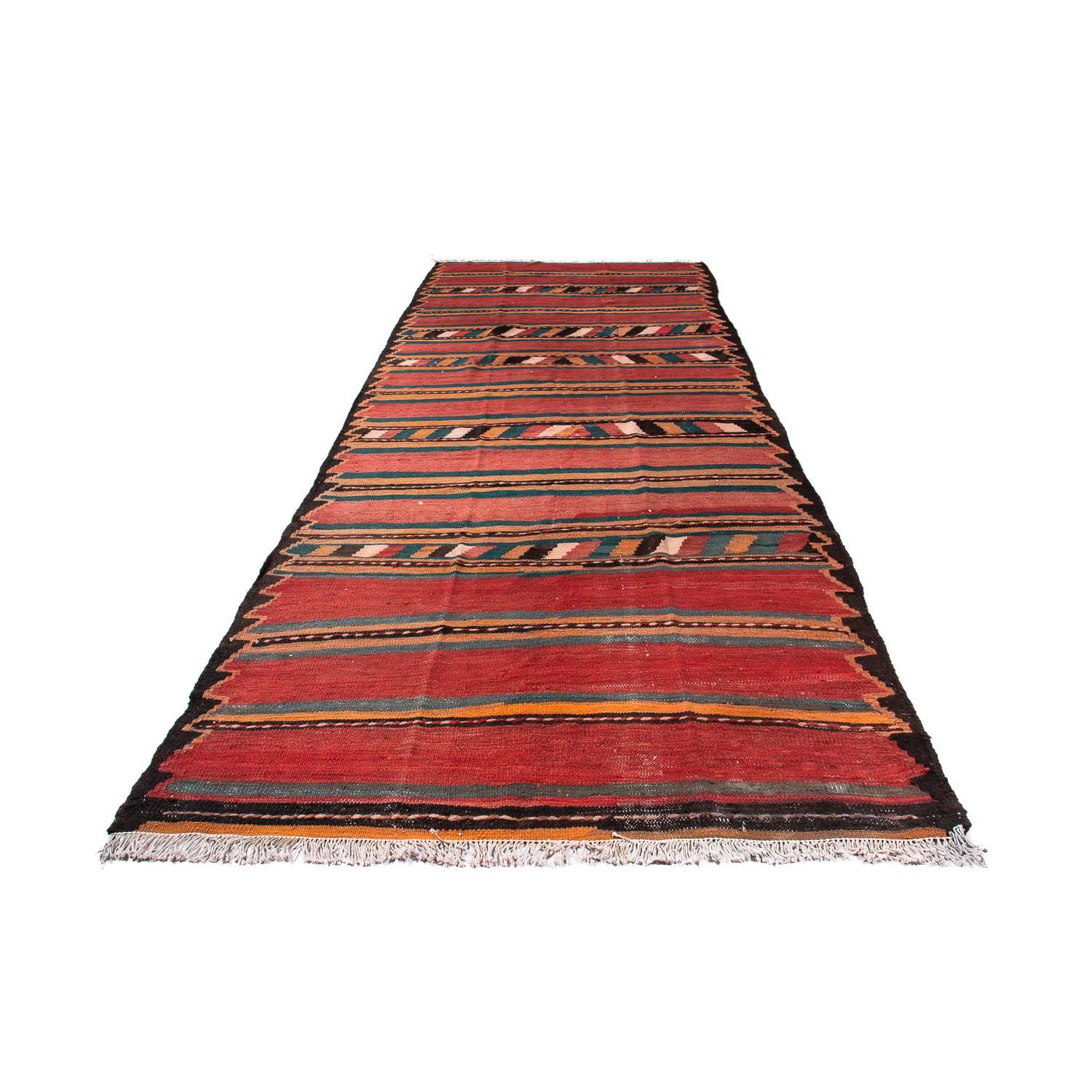 Tapis de couloir Tapis Kelim - Vieux - 375 x 145 cm - multicolore