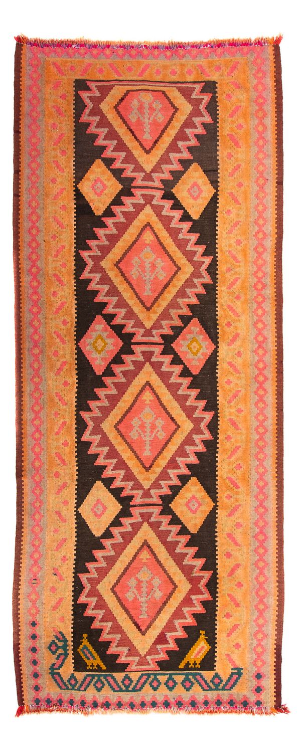 Corredor Tapete Kelim - Antigo - 320 x 140 cm - multicolorido