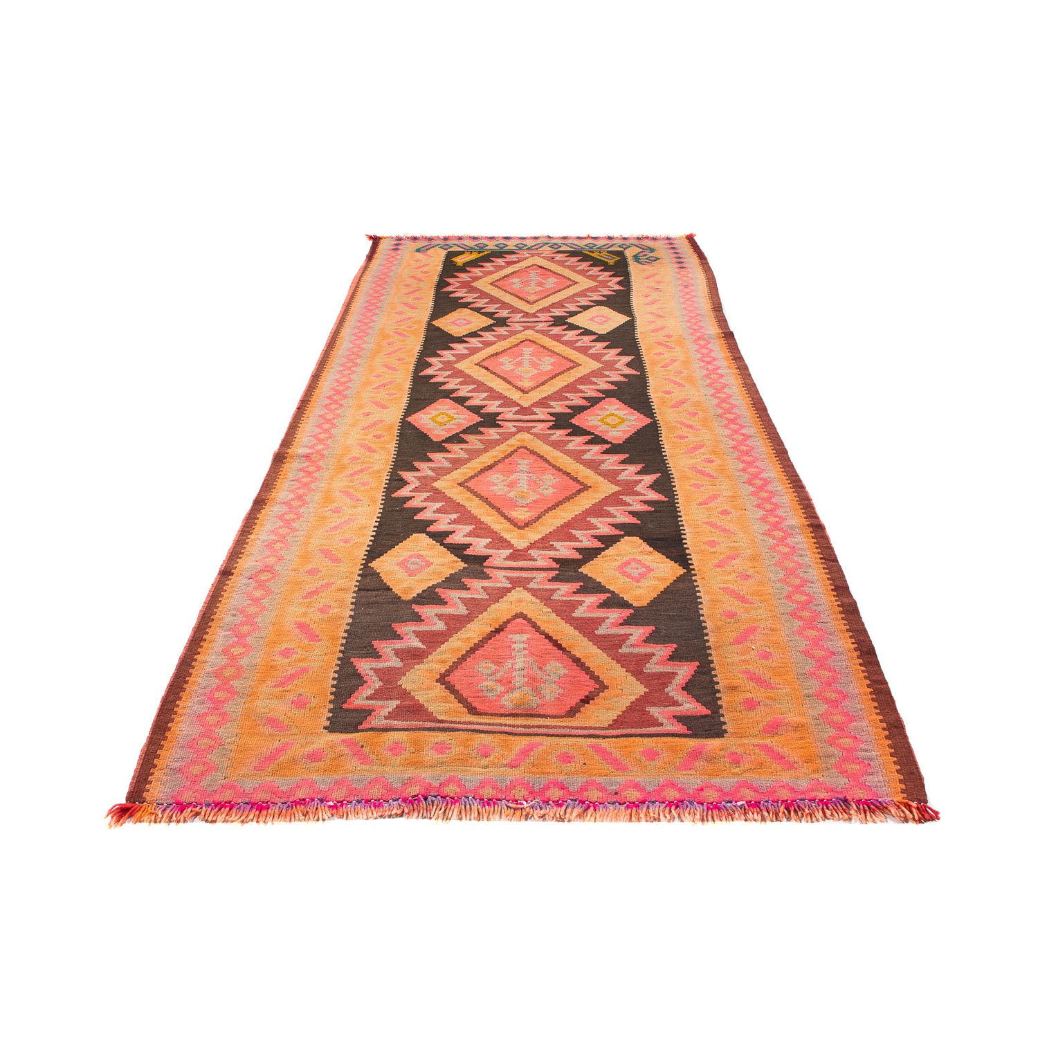 Corredor Tapete Kelim - Antigo - 320 x 140 cm - multicolorido