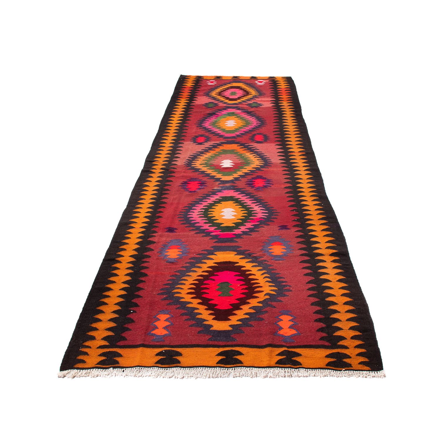 Tapis de couloir Tapis Kelim - Vieux - 350 x 130 cm - multicolore