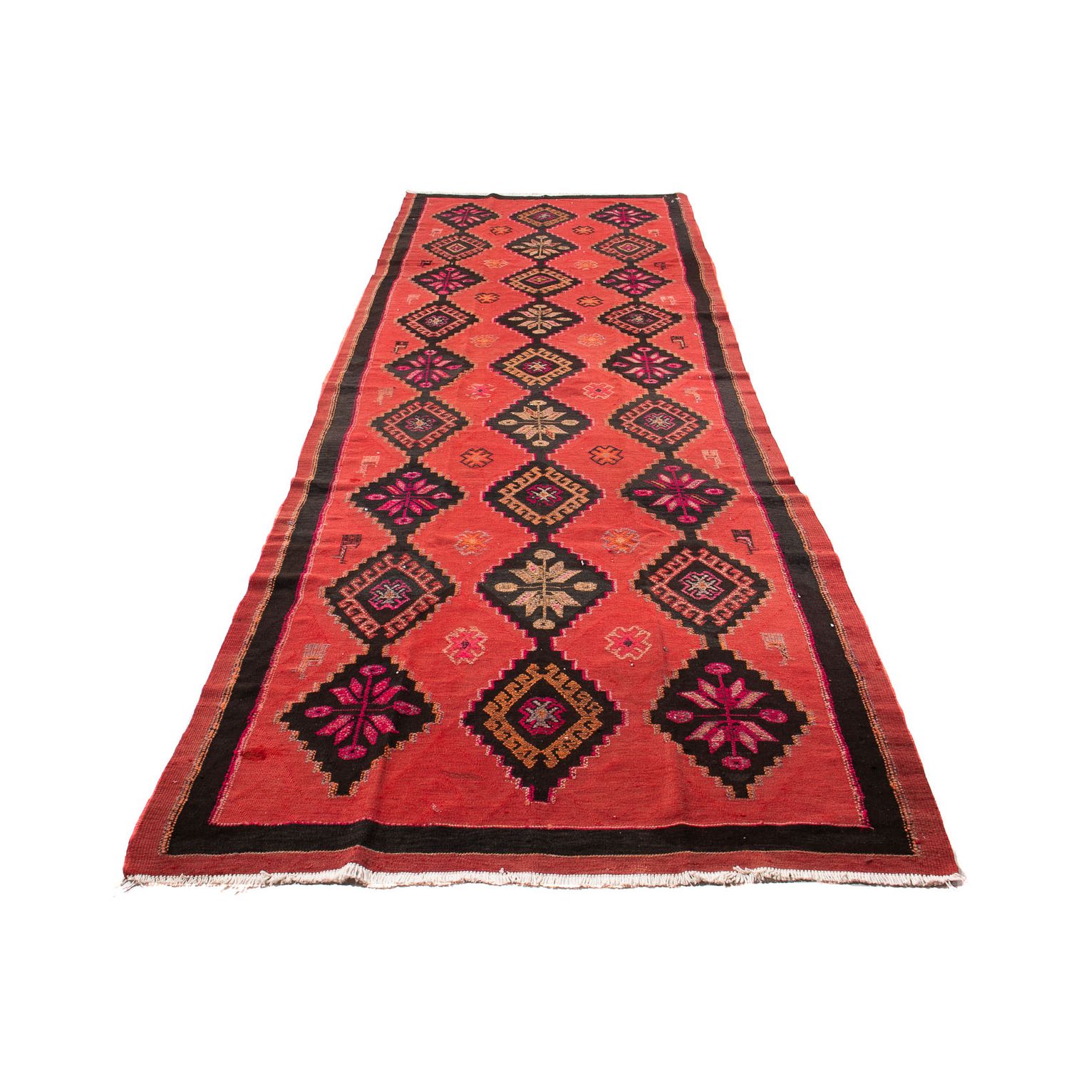 Runner Kelim Rug - Old - 400 x 140 cm - multicolored