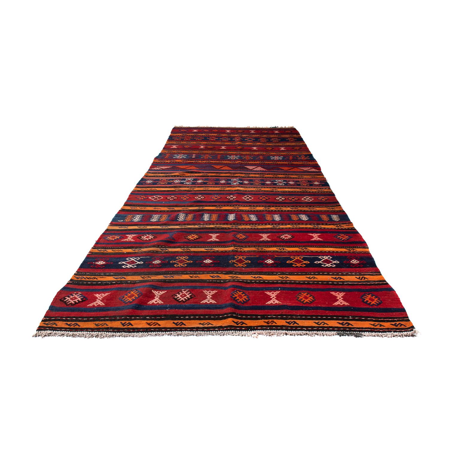 Biegacz Dywan Kelim - Stary - 325 x 130 cm - wielokolorowy