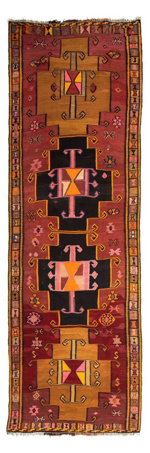 Runner Kelim Rug - Old - 375 x 130 cm - multicolored