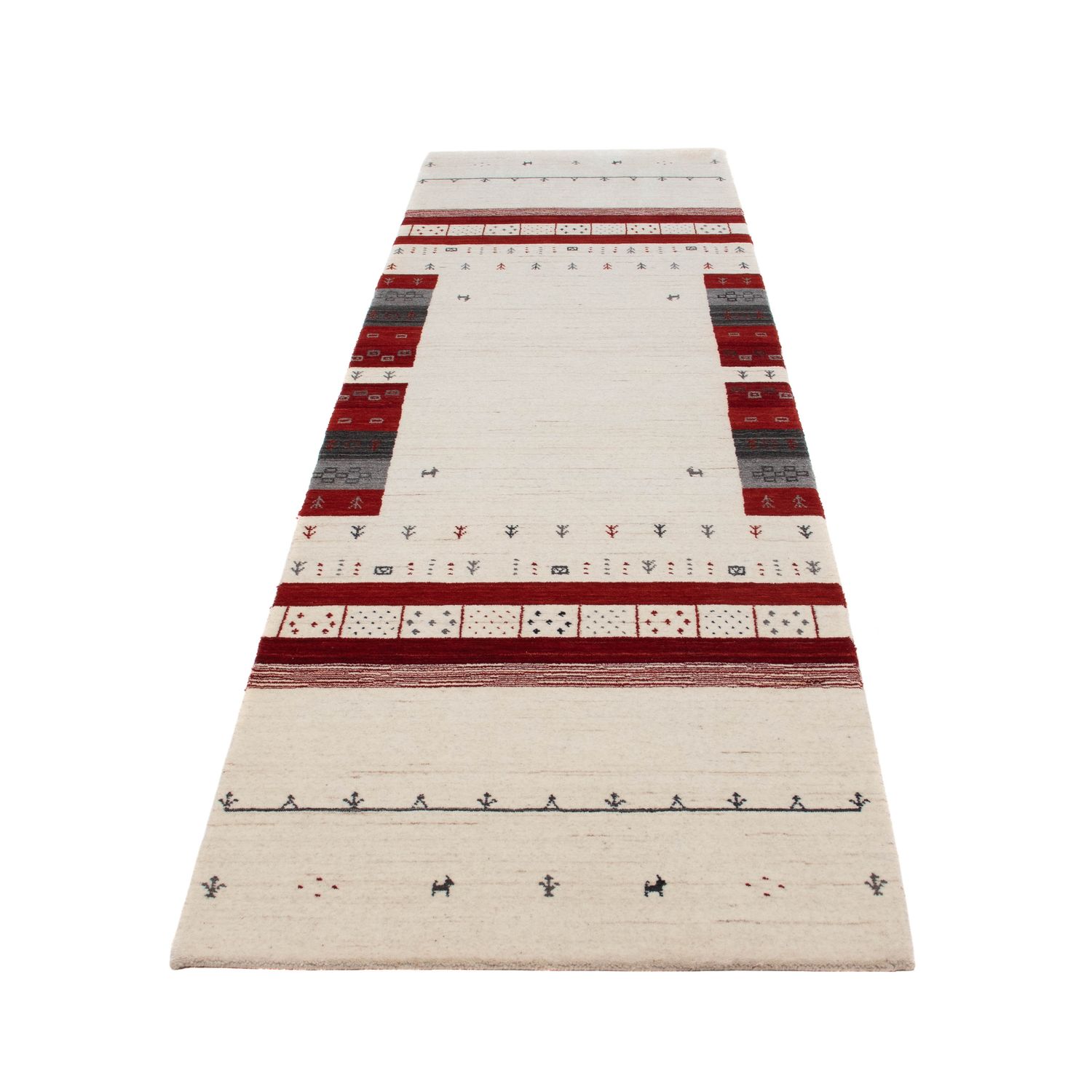 Tapis de couloir Tapis Gabbeh - Loribaft Persan - 298 x 80 cm - beige