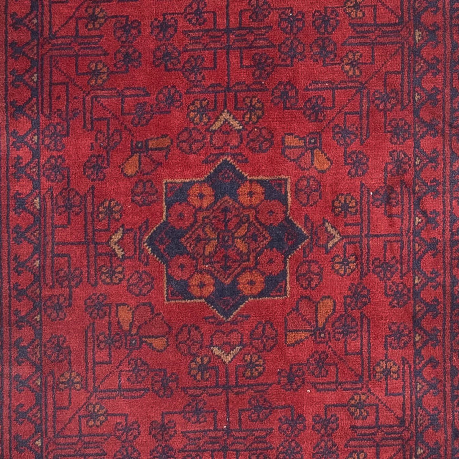 Runner Afghan Rug - Kunduz - 288 x 80 cm - dark red