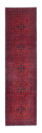 Runner Afghan Rug - Kunduz - 288 x 80 cm - dark red