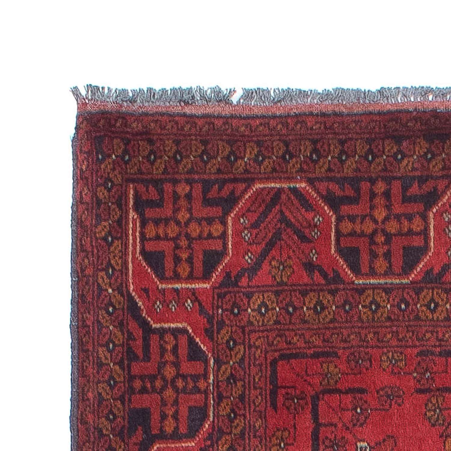 Loper Afghaans tapijt - Kunduz - 298 x 83 cm - donkerrood