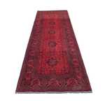 Loper Afghaans tapijt - Kunduz - 298 x 83 cm - donkerrood