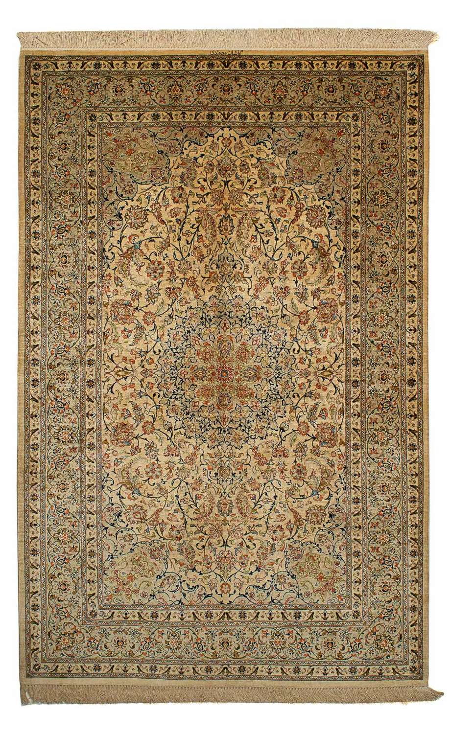 Persisk tæppe - Ghom - 204 x 129 cm - lys brun