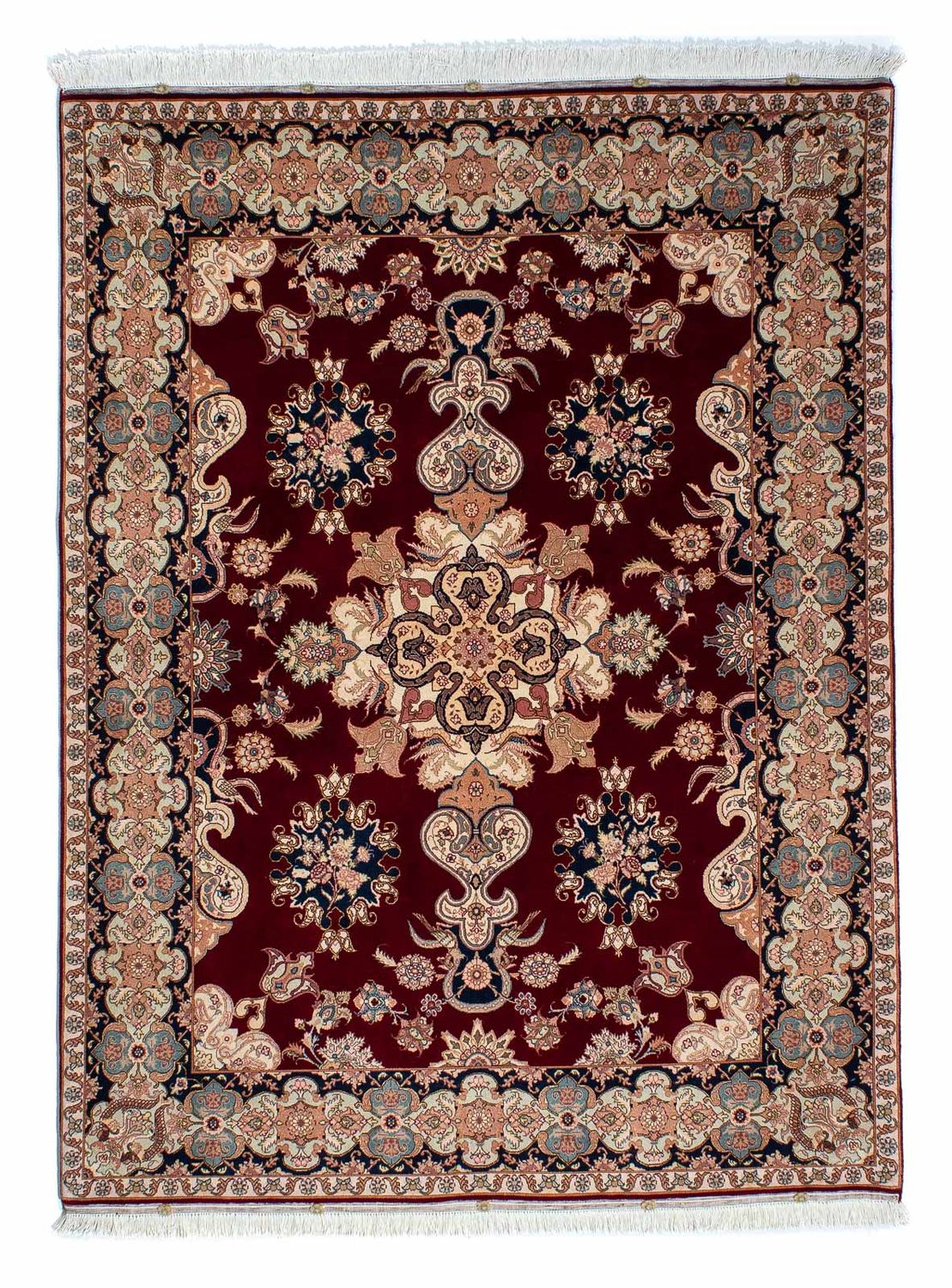 Tapete Persa - Tabriz - Royal - 202 x 152 cm - vermelho escuro