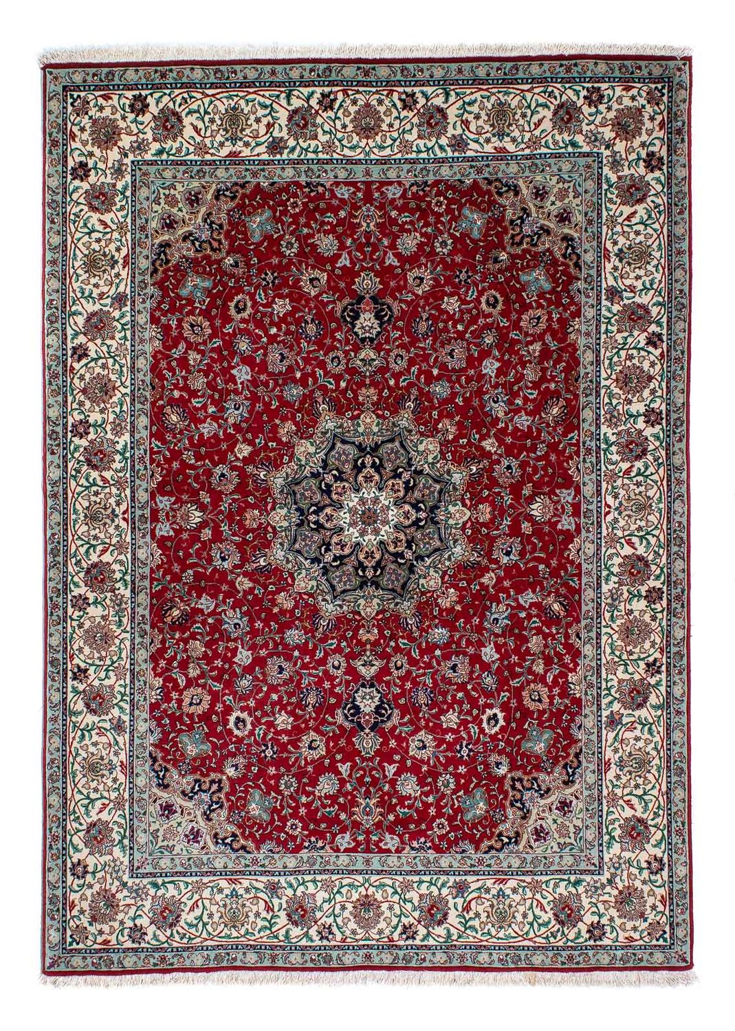 Tapete Persa - Tabriz - 214 x 150 cm - vermelho escuro