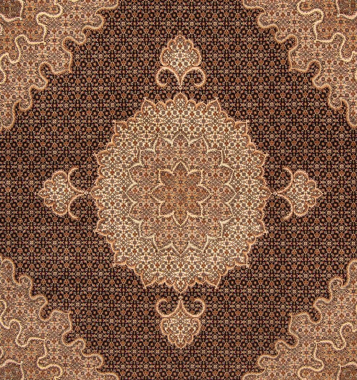 Tapete Persa - Tabriz praça  - 210 x 200 cm - castanho claro