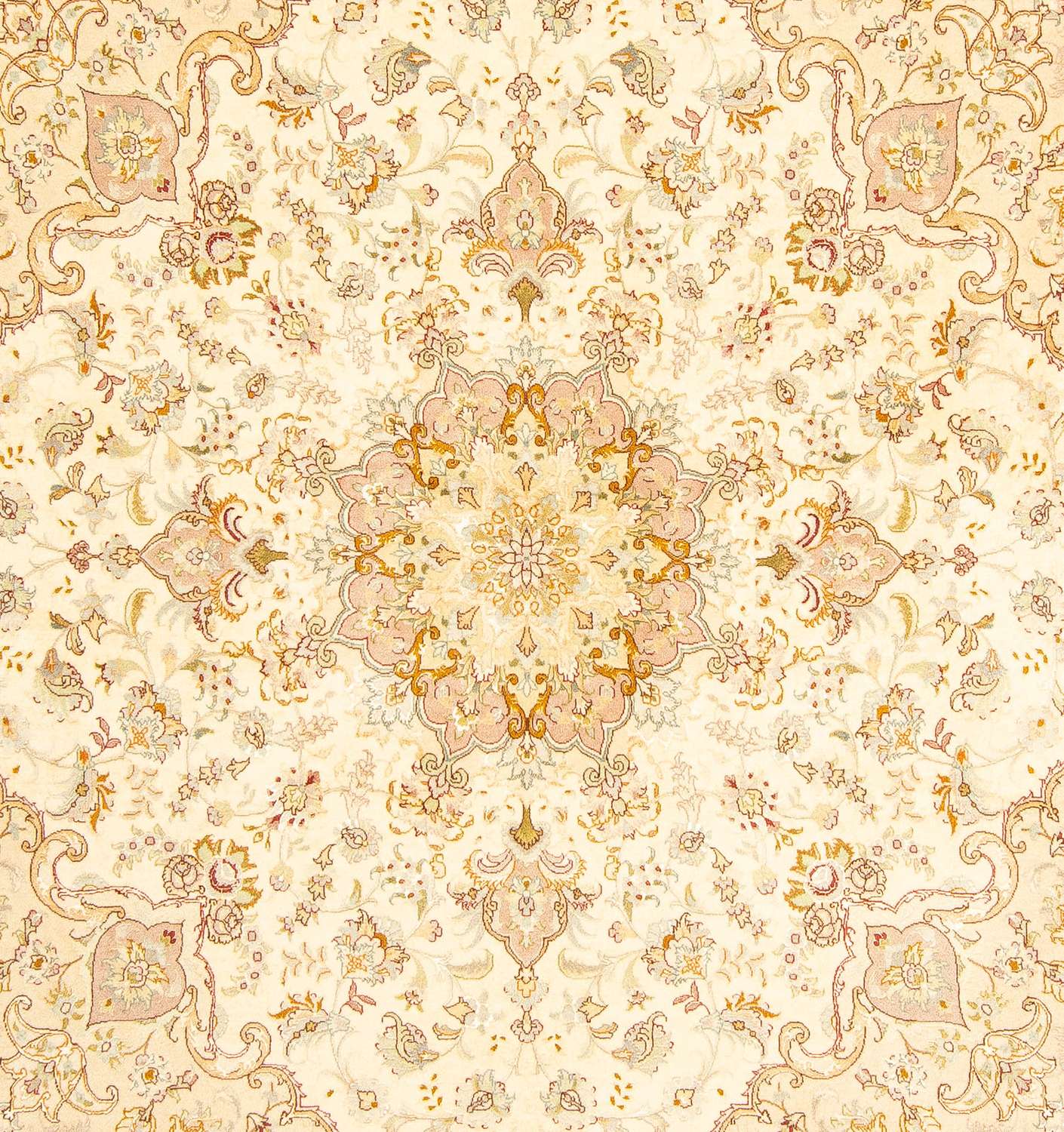 Perský koberec - Tabríz - Královský čtvercový  - 210 x 202 cm - béžová