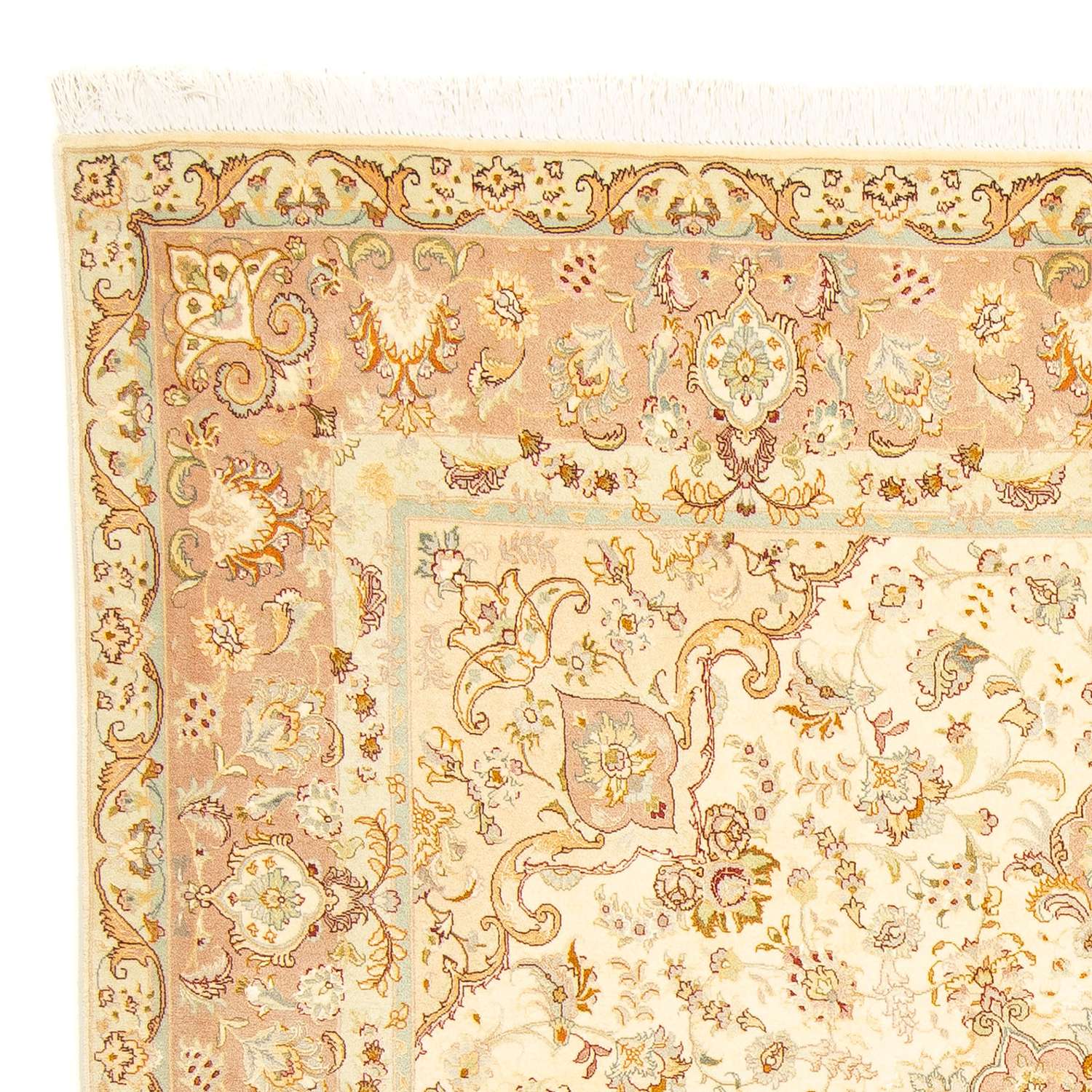Perský koberec - Tabríz - Královský čtvercový  - 210 x 202 cm - béžová