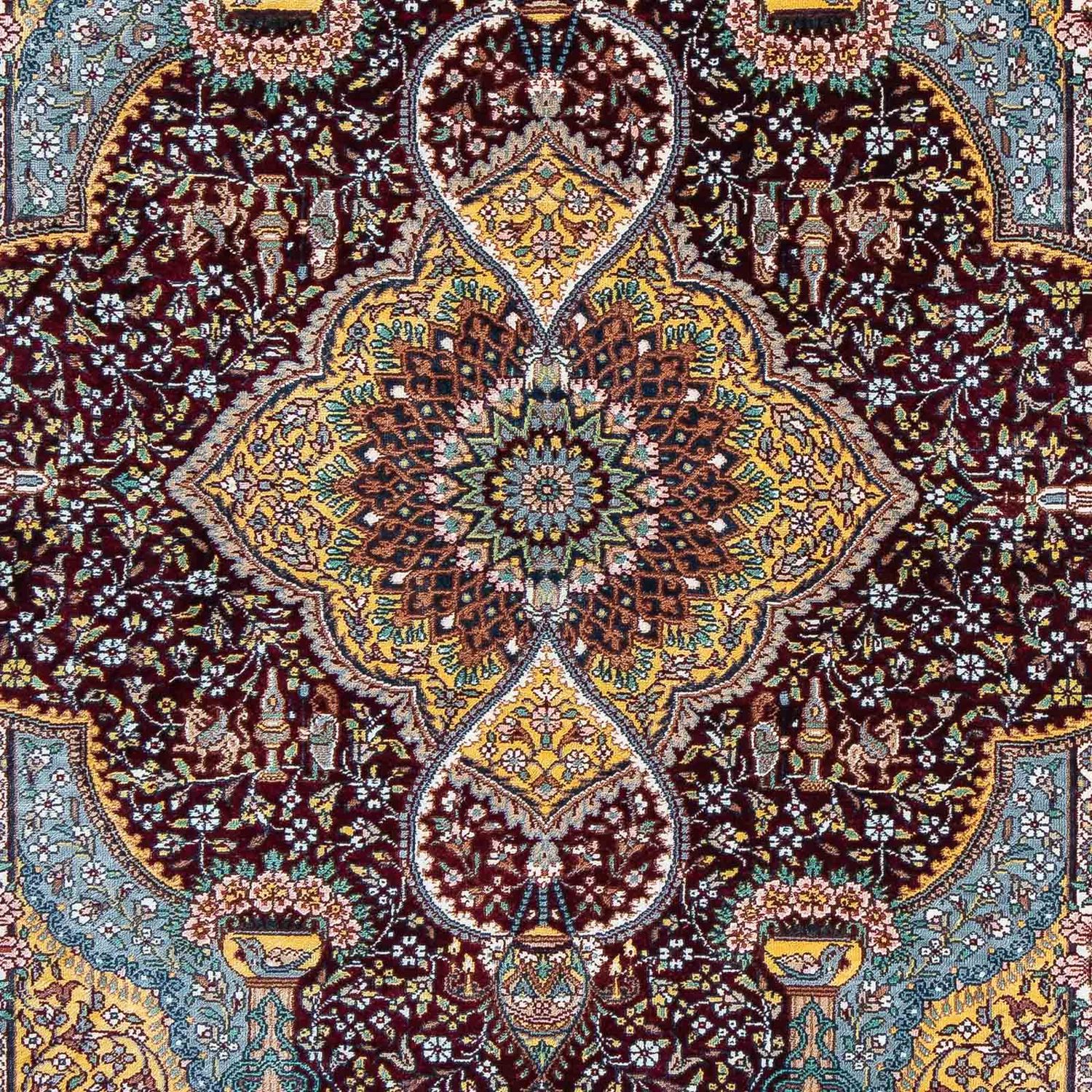 Alfombra persa - Ghom - 87 x 60 cm - rojo oscuro