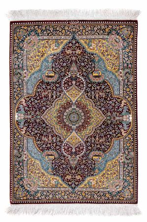 Tapis persan - Ghom - 87 x 60 cm - rouge foncé