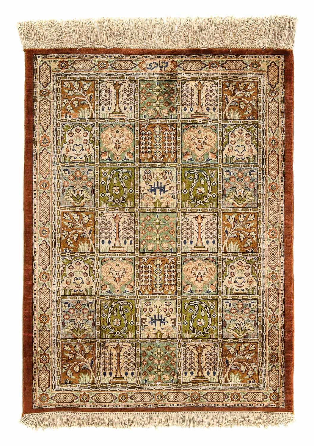 Alfombra persa - Ghom - 75 x 56 cm - multicolor