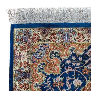 Tapis persan - Ghom - 78 x 55 cm - bleu foncé