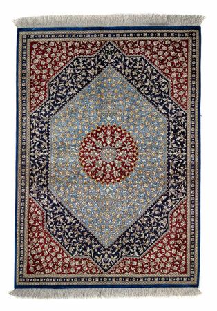 Tapis persan - Ghom - 84 x 60 cm - bleu foncé