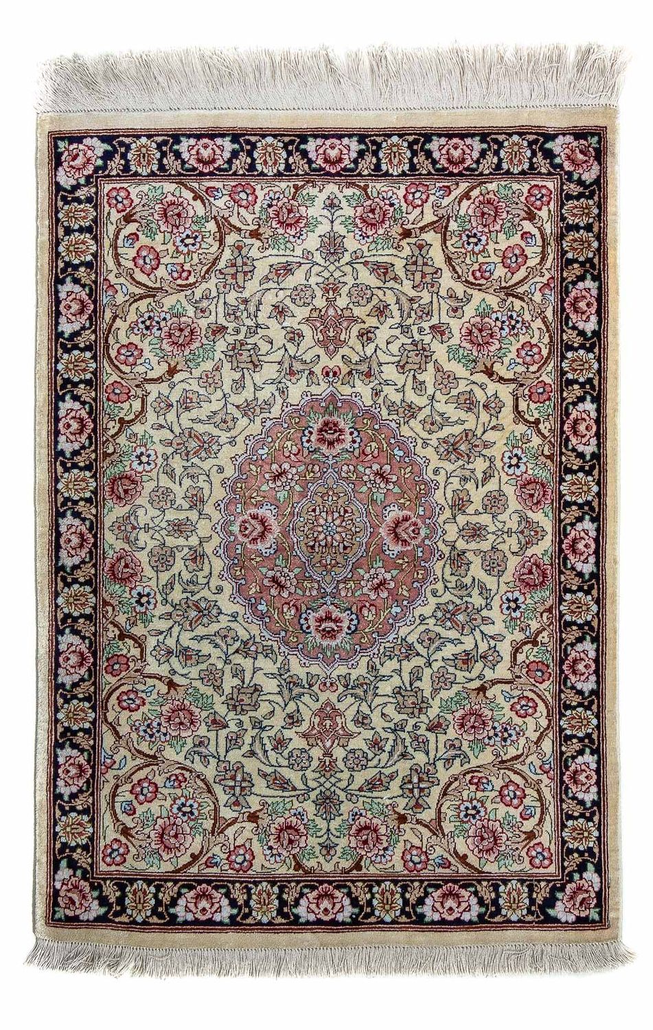 Tapis persan - Ghom - 77 x 55 cm - beige