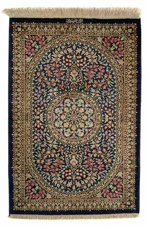 Tapis persan - Ghom - 91 x 61 cm - bleu foncé