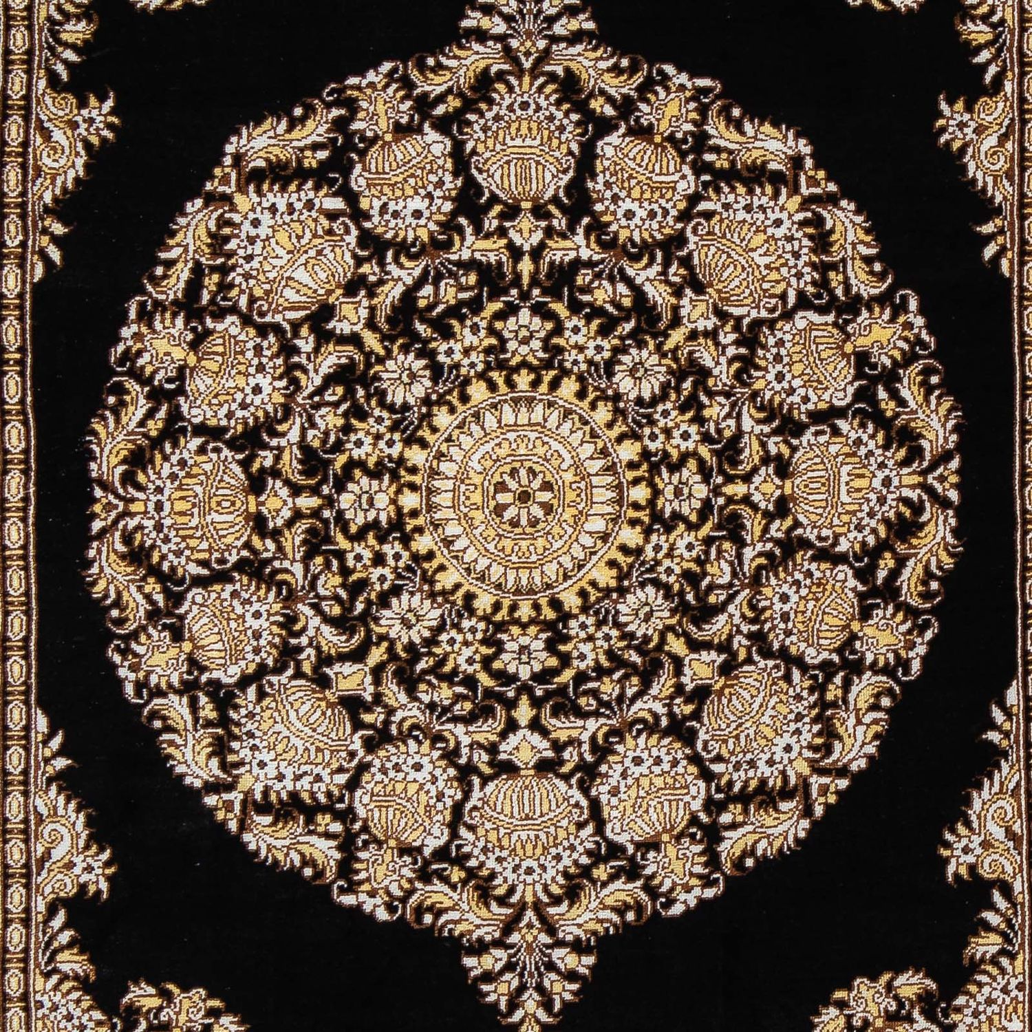 Alfombra persa - Ghom - 90 x 60 cm - azul oscuro