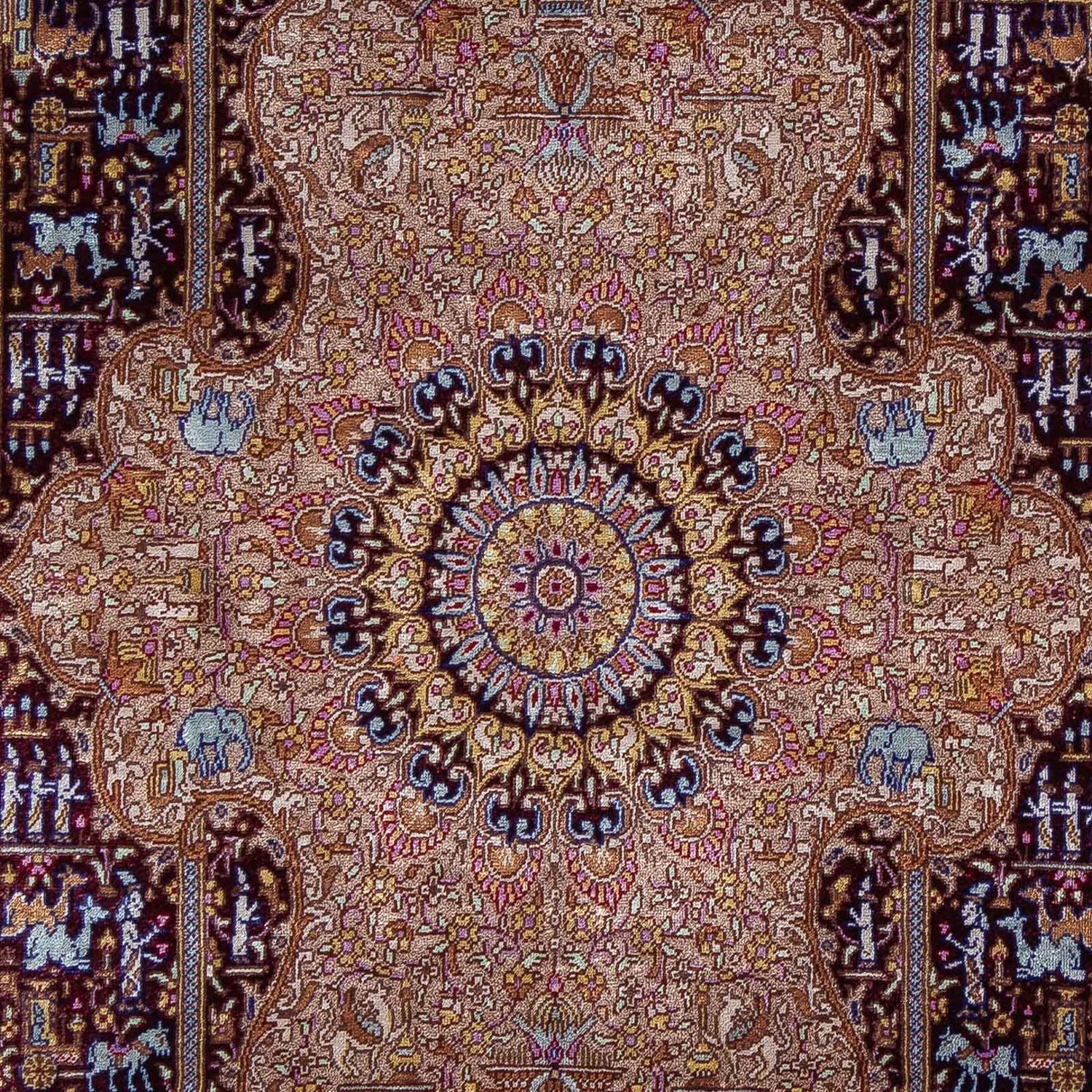 Alfombra persa - Ghom - 90 x 62 cm - azul oscuro