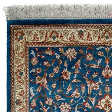 Tapis persan - Ghom - 92 x 57 cm - bleu foncé